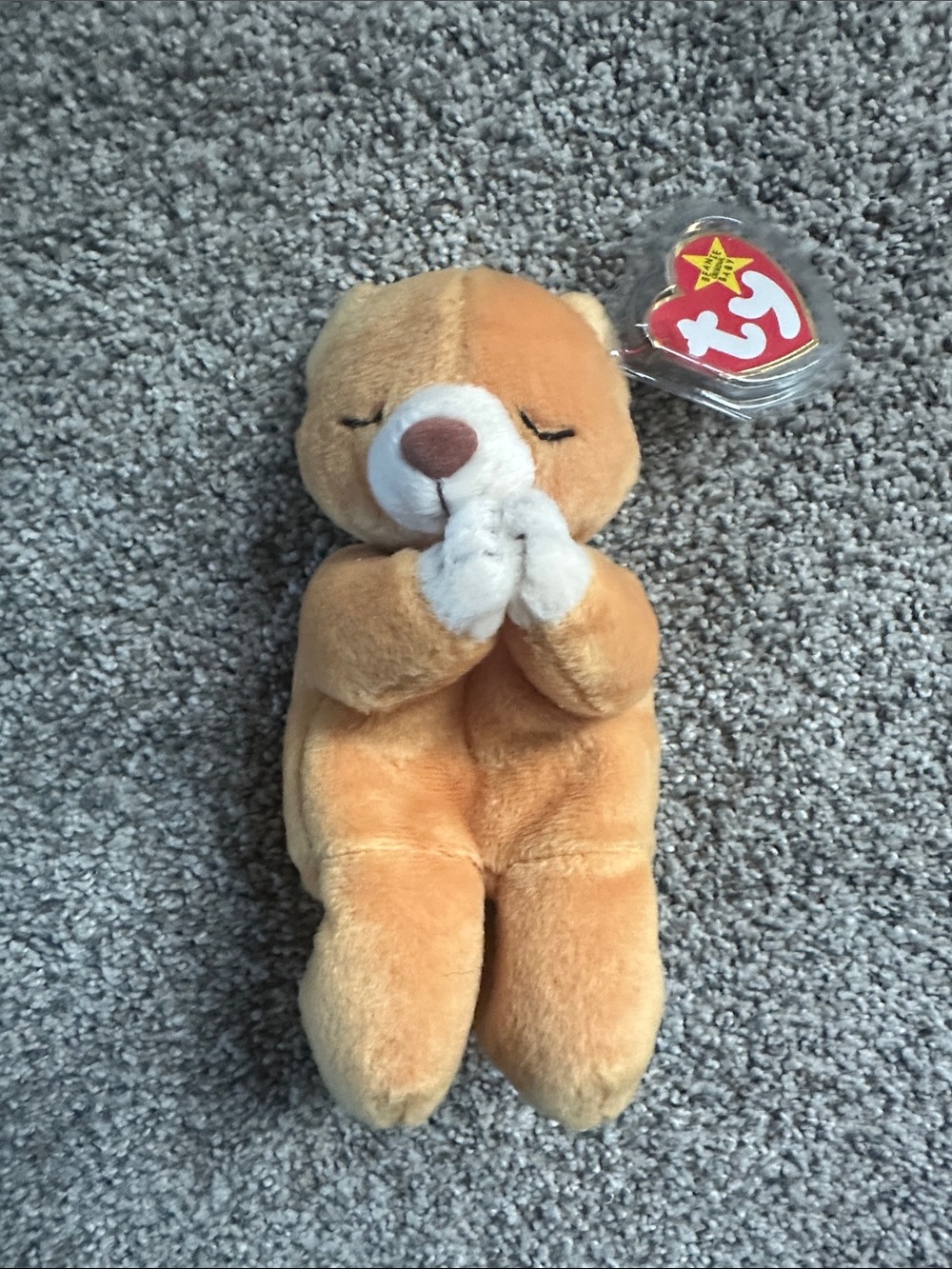 Ty Plush Praying Bear - Brown and White